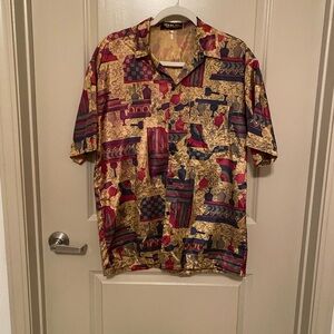 Thai Silk Collection Men’s Vintage Collared Shirt with left pocket.100% Silk.